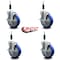 Service Caster 5'' Blue Poly Swivel 7/8'' Expanding Stem Caster Set with Brake, 4PK SCC-EX20S514-PPUB-BLUE-TLB-78-4 - alternate 4